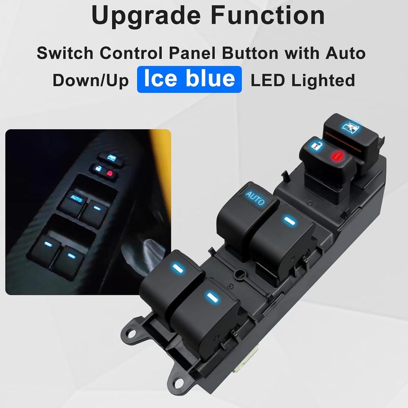 BELGEMAY Driver - Side Window Switch with Ice - Blue LED Lights - Fits 07-11 Camry XLE, 12-14 Prius C, 12-14 Camry, 08-15 Scion xB/xD, 12-15 Tacoma​ - Image 2